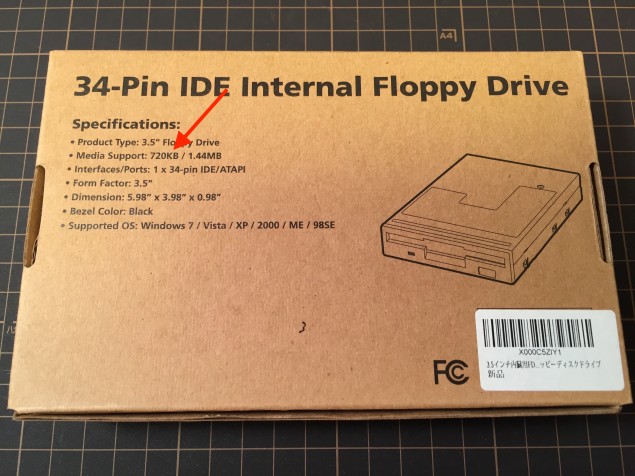Make sure that the drive supports the 720KB format (click to enlarge)