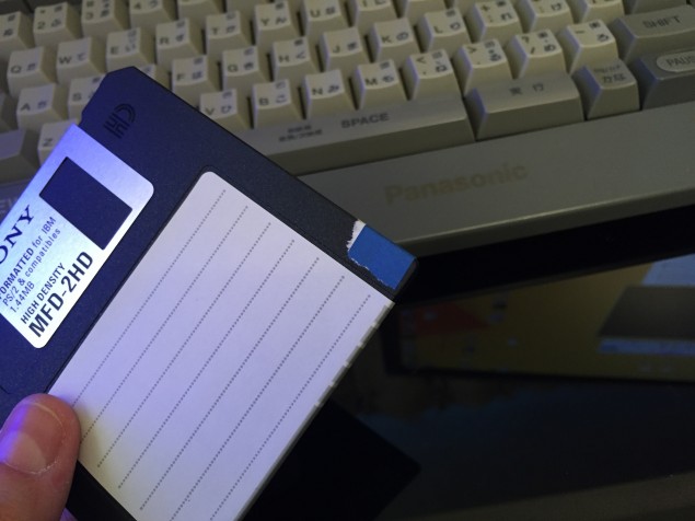 HD hole in the floppy covered with sticker (click to enlarge)